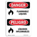 Signmission OSHA Sign, 14" H, 10" W, Rigid Plastic, Flammable Liquids Bilingual Spanish, 1014-VS-1239 OS-DS-P-1014-VS-1239